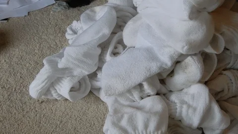 4k Pile Of Dirty White Socks On Carpet Stock Video Pond5