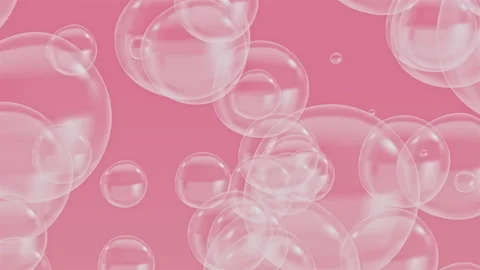 4K Pink background with rising soap bubbles. Pink soap bubbles burst in the air. Stock Footage 313434245