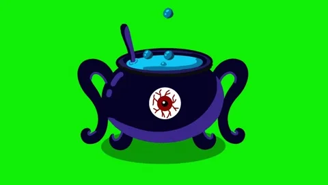 4k pixel animation of witch poison on green screen for halloween Stock Footage 252140075