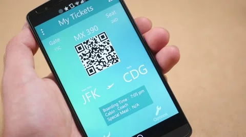 4K Plane Ticket  Showing On Mobile Device Smartphone Video stock 65822769