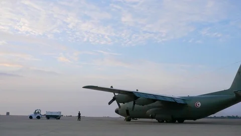 4K. Plane of the Tunisian air forces Stock Footage