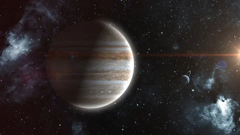 4k Planet Jupiter slowly rotating in space Stock Footage 123156422