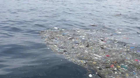 4K plastic rubbish floating on surface in Raja Ampat, Indonesia 動画素材 307605453