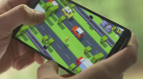 4K Playing Smartphone Game Mobile App Outdoor Stock Footage 50198848
