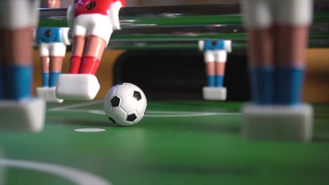 4K Playing Table Soccer Game Macro Closeup in super slow motion Stock Footage 170504347