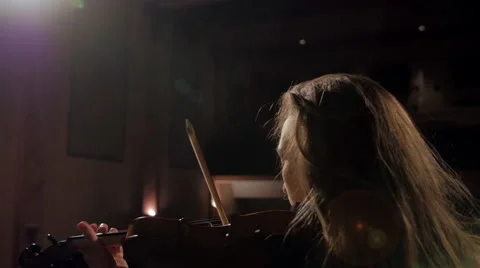 4k playing violin in Theatre Stock Footage 44383748