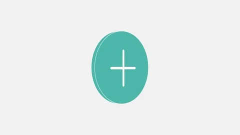 4k - Plus sign spinning icon on white background Video stock 72479606