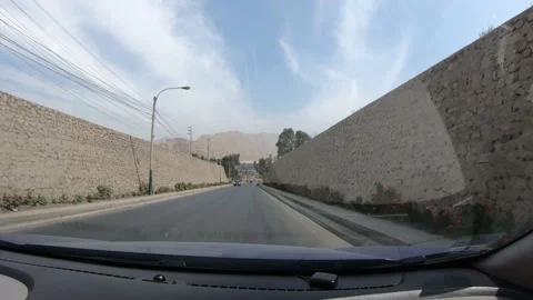 4k point of view of a car camera crossing a bridge under maintenance Video stock 144352410