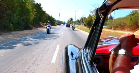 4K Point of View of Driver in Cuba Havana Car, Classic American Car Stock Footage 61442191