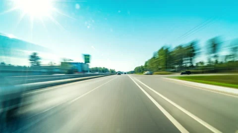 4K Point of View Hyperlapse Time-lapse of Car Driving Through interstate Road Stock Footage 201459590