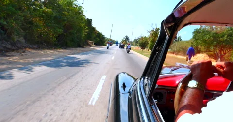 4K Point of View Riding in Back of Vintage American Automobile in Cuba Stock Footage 47964859