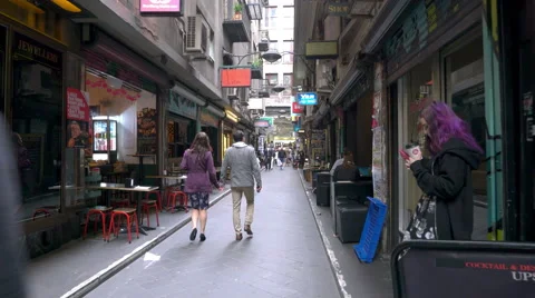 4k point of view shot of walking along Centre Place in Melbourne, Australia. Stock Footage 56753388