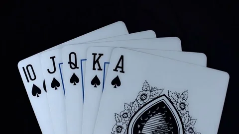 4k Poker Composition of Royal Flush Hand Stock Footage 71896090