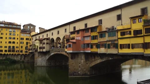 4K Ponte Vecchio Close-Up View Over Arno River-Florence, Italy, 28 November 2023 Stock Footage 305992988