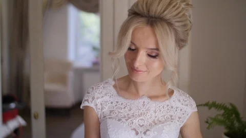 4K Portrait of bride waiting for her groom Stock-Footage 102497647