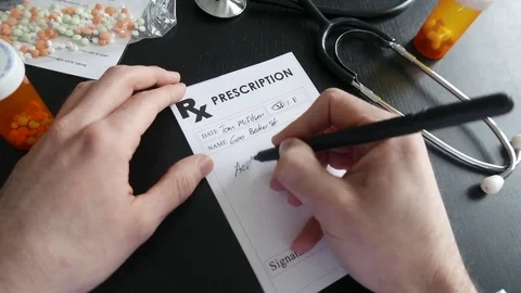 4K POV Doctor Writing a Medical Prescription Stock Footage