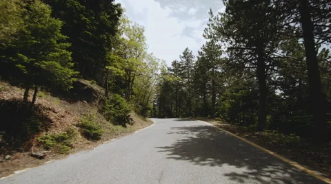 4K pov drive at mountain forest at summer,warm day Stock Footage 63776508