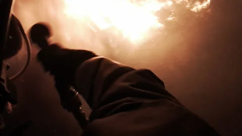 4K POV fire-fighter in action Stock Footage 135034183