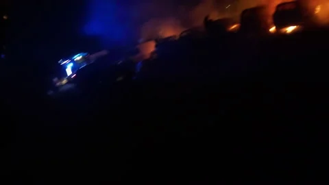 4K POV fire-fighter in action Stock Footage 135035131
