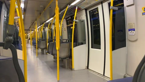4K POV Inside Empty Skytrain, City of Vancouver BC Canada Stock Footage 275865162