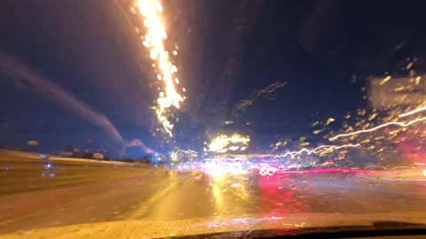 4K POV Night Hyperlapse Timelapse of driving in a Car, Mumbai, India Stock Footage 139554603