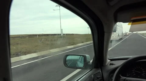 4K POV Point of view car driver busy freeway truck pass people commute travel  Stock Footage 54454092