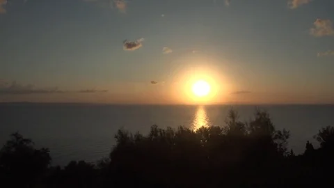 4K POV Point of view car drive near sea water at sunrise sunset sun silhouette Stock Footage 80059614