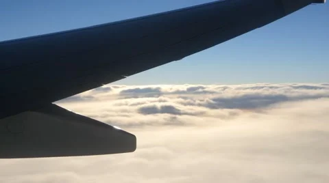 4k POV point of view shot inside airplane wing motor passenger window seat Stock Footage 56596750