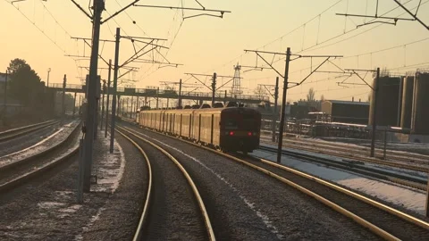 4K POV Point of view train depart from station, meeting point Stock Footage 131140401