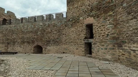 4K POV Walking Inside Well-Preserved Medieval Fortress – Historic Heritage Site Video stock 332544501