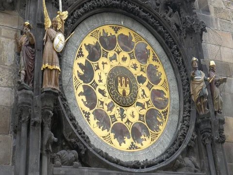 4K Prague Astronomical Clock Close Up Video stock 75428994