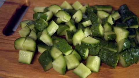 4k, Preparing fresh vegetable salad with greek cheese. Food stop motion animatio Stock Footage 99572191