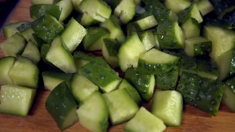 4k, Preparing fresh vegetable salad with greek cheese. Food stop motion animatio Stock Footage 99572213