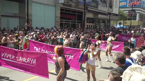 4k Pride Parade 2016 Young Dundas Street Toronto Canada Stock Footage 66639659