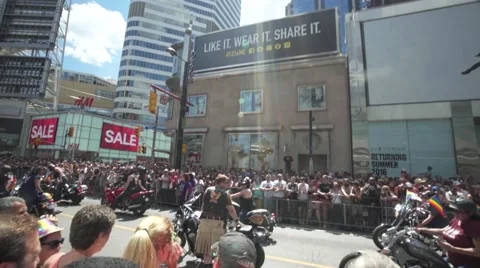 4k Pride Parade 2016 Young Dundas Street Toronto Canada Stock Footage 66639669