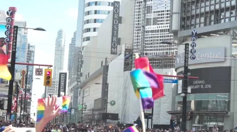 4k Pride Parade 2016 Young Dundas Street Toronto Canada Stock Footage 66639738