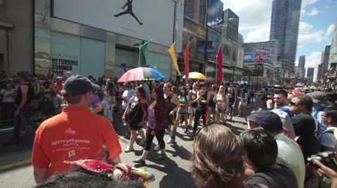 4k Pride Parade 2016 Young Dundas Street Toronto Canada Stock-Footage 66639787