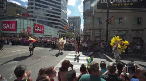 4k Pride Parade 2016 Young Dundas Street Toronto Canada Stock Footage 66639860