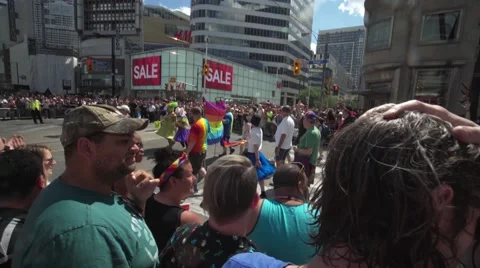 4k Pride Parade 2016 Young Dundas Street Toronto Canada Stock Footage 66640043