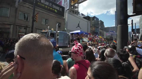 4k Pride Parade 2016 Young Dundas Street Toronto Canada Stock Footage 66640098