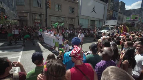 4k Pride Parade 2016 Young Dundas Street Toronto Canada Stock Footage 66640180