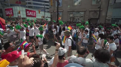4k Pride Parade 2016 Young Dundas Street Toronto Canada Stock Footage 66640186