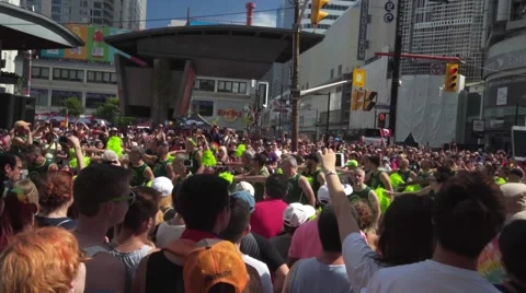 4k Pride Parade 2016 Young Dundas Street Toronto Canada Stock Footage 66640297