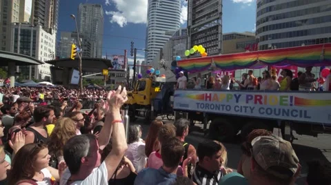 4k Pride Parade 2016 Young Dundas Street Toronto Canada Stock Footage 66640429