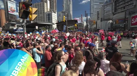 4k Pride Parade 2016 Young Dundas Street Toronto Canada Stock Footage 66640445