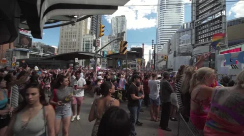 4k Pride Parade 2016 Young Dundas Street Toronto Canada Stock Footage 66640505