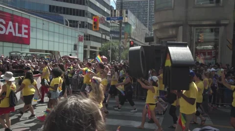 4k Pride Parade 2016 Young Dundas Street Toronto Canada Stock Footage 66640539