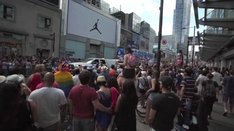 4k Pride Parade 2016 Young Dundas Street Toronto Canada Stock Footage 66640580