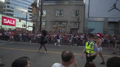 4k Pride Parade 2016 Young Dundas Street Toronto Canada Stock Footage 66640616