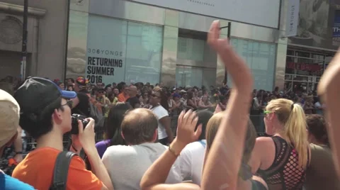 4k Pride Parade 2016 Young Dundas Street Toronto Canada Stock Footage 66640685